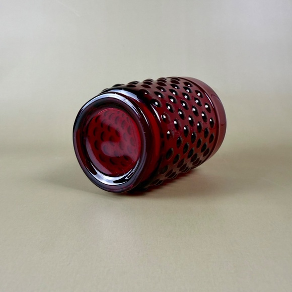 Vintage Ruby Red Hobnail Tumbler | Mid-Century Glassware | Retro Barware - Picture 5 of 6